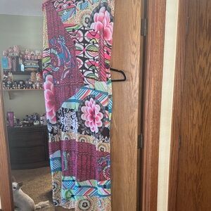 Vibrant Patchwork Maxi Scarf with Floral Print; beach coverup